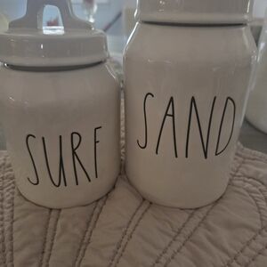 Rae Dunn White Surf and Sand Canisters